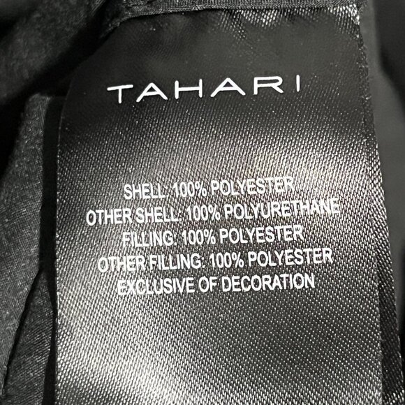 Tahari Womens Belted Puffer Coat Size M Black Asymmetrical Long Apres Ski Winter - Picture 8 of 11